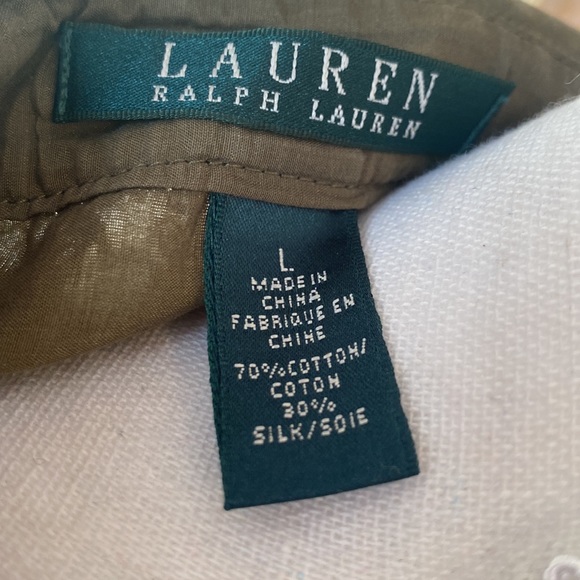 RALPH LAUREN LONG SLEEVE BUTTON UP TIE WAIST SZ L SILK SHIRT - Picture 4 of 4